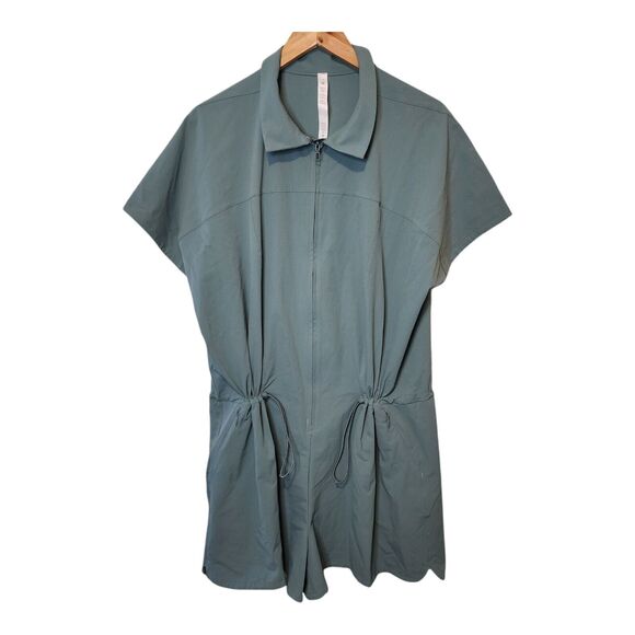Lululemon Stretch Rib Pocketed Romper Tidewater Teal Ribbed Pocket Size 14 - Picture 1 of 8